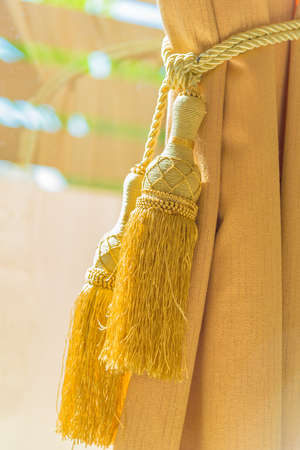 Holding strap for a curtain with brushes.の写真素材