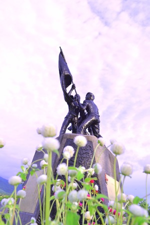 Monument to the soldiers Monument police officer and military heroism, military museum, thung Chang district, Nan province  Thai country のeditorial素材