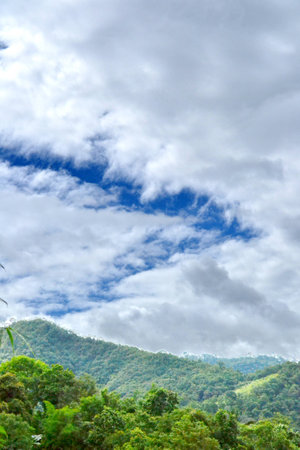 summer mountains blue sky landscapeの写真素材