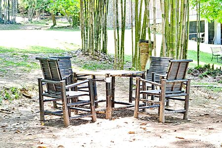 Emtry Wood chair in the outsideの写真素材