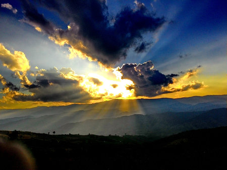 Beautiful cloudscape with sunray