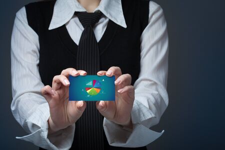 Product life cycle concept. Businesswoman plan better product life cycle. woman show cardの写真素材