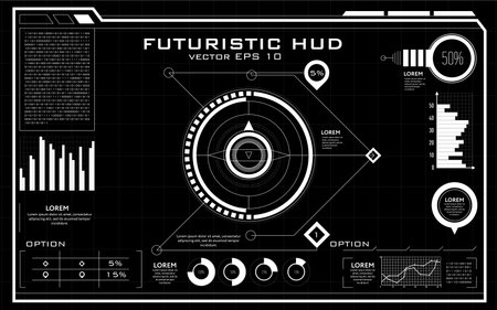 Vector Infographic report template made from lines and icons.のイラスト素材