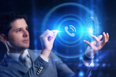 Business, Technology, Internet and network concept. Call now support center customer. Service...