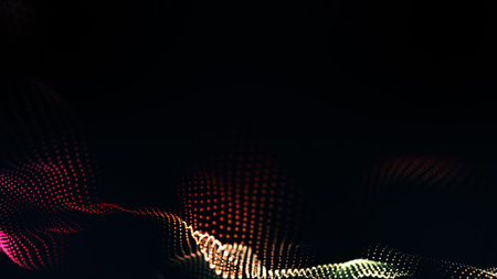 Abstract futuristic -  technology with polygonal shapes on red  background.  Design digital...