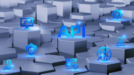 API - Application Programming Interface. Software development tool. Business, modern technology, internet and networking conceptの写真素材