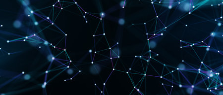 Abstract futuristic - technology with polygonal shapes on dark blue background. Design digital...