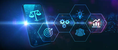 Business, Technology, Internet and network concept. Labor law, Lawyer, Attorney at law, Legal advice concept on virtual screen.の写真素材
