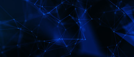 Abstract futuristic - technology with polygonal shapes on dark blue background. Design digital...