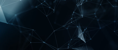 Abstract futuristic - technology with polygonal shapes on dark blue background. Design digital...