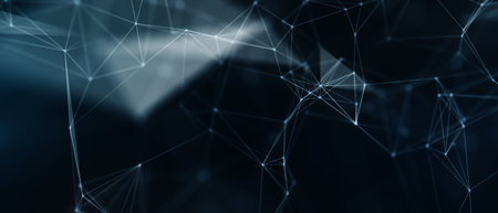 Abstract futuristic - technology with polygonal shapes on dark blue background. Design digital...