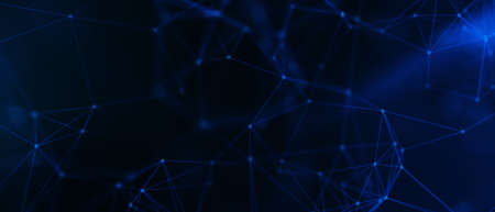 Abstract futuristic - technology with polygonal shapes on dark blue background. Design digital technology concept. 3d illustrationの写真素材
