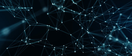 Abstract futuristic - technology with polygonal shapes on dark blue background. Design digital...