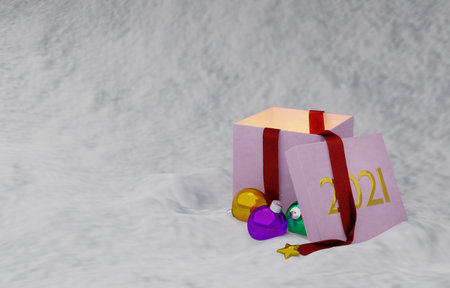 Christmas holidays composition on light background. 2021. 3d illustration