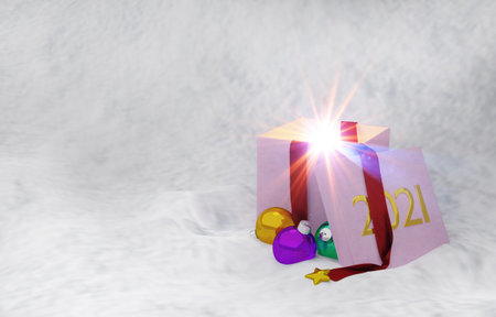 Christmas holidays composition on light background. 2021. 3d illustration