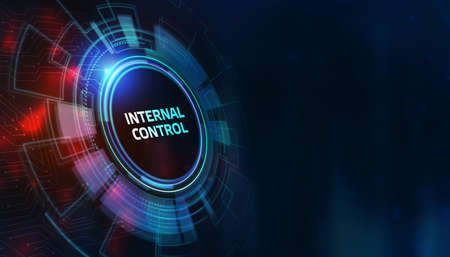 button internal control on virtual screens. Business, Technology, Internet and network concept.の素材 [FY310156902087]