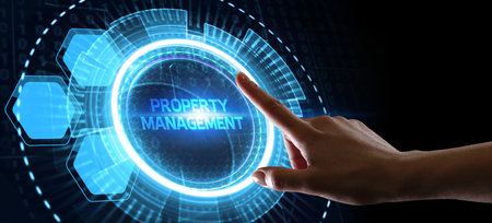 PROPERTY MANAGEMENT inscription, new business concept Business, Technology, Internet and network...