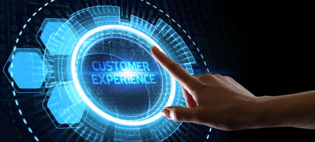 CUSTOMER EXPERIENCE inscription, social networking concept. Business, Technology, Internet and network concept.の写真素材