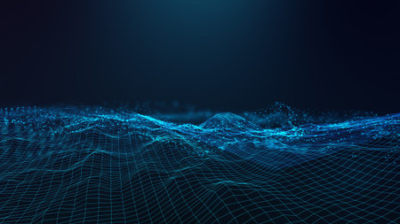 Abstract futuristic - technology with polygonal shapes on dark blue background. Design digital...