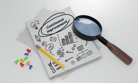 The concept of business, technology, the Internet and the network. Continuous improvement