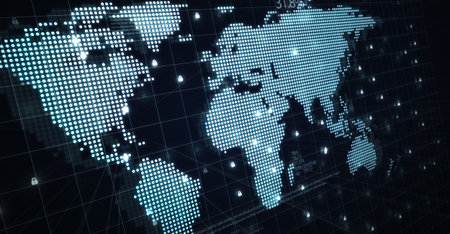 Map of the planet. World map. Global social network. Future. Blue futuristic background with planet...