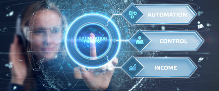 Optimization Software Technology Process System Business concept. Business, Technology, Internet and...