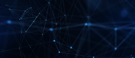 Abstract futuristic - technology with polygonal shapes on dark blue background. Design digital...