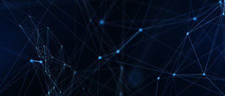 Abstract futuristic - technology with polygonal shapes on dark blue background. Design digital...