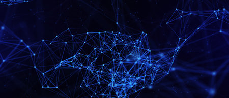 Abstract futuristic - technology with polygonal shapes on dark blue background. Design digital...