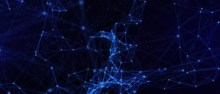 Abstract futuristic - technology with polygonal shapes on dark blue background. Design digital...
