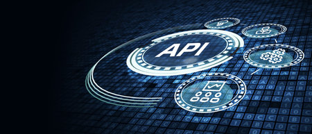 API - Application Programming Interface. Software development tool. Business, modern technology,...