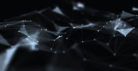 Abstract futuristic - technology with polygonal shapes on dark blue background. Design digital...