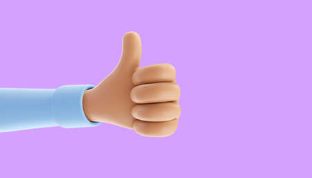 Creative thumbs up, like it, love on social media. Hand gestures. 3d illustrationの写真素材