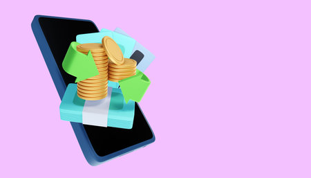 Cashback and money refund icon concept. 3d illustration