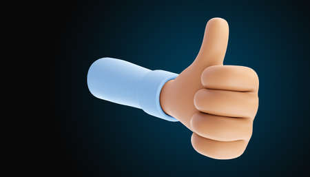Creative thumbs up, like it, love on social media. Hand gestures. 3d illustrationの写真素材