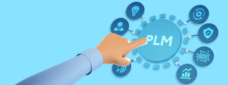 PLM Product lifecycle management system technology concept. Technology, Internet and network concept. 3d illustrationの写真素材