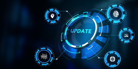 Business, Technology, Internet and network concept. Update software computer program upgrade. 3d...