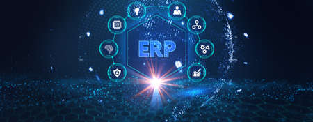 Business, Technology, Internet and network concept. Enterprise Resource Planning ERP corporate company management.3d illustrationの写真素材