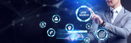 Business, Technology, Internet and network concept. Job Search human resources recruitment career.の写真素材