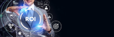 ROI Return on investment financial growth concept. Business, Technology, Internet and network concept.の写真素材