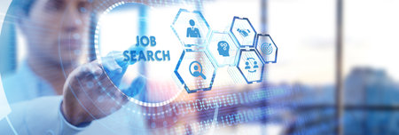 Business, Technology, Internet and network concept. Job Search human resources recruitment career.の写真素材