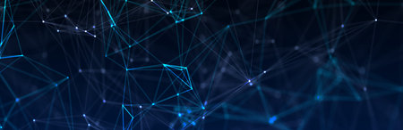 Abstract futuristic - technology with polygonal shapes on dark blue background. Design digital...
