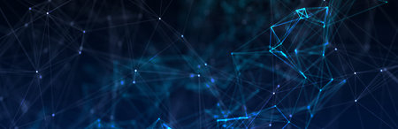 Abstract futuristic - technology with polygonal shapes on dark blue background. Design digital...