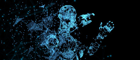 AI. background. digital human. artificial intelligence. Dispersion dissolve disintegration. 3d...