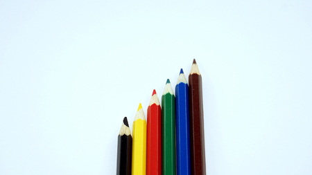 colored pencils on white backgroundの写真素材