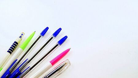 different pens in the lower left corner of the imageの写真素材