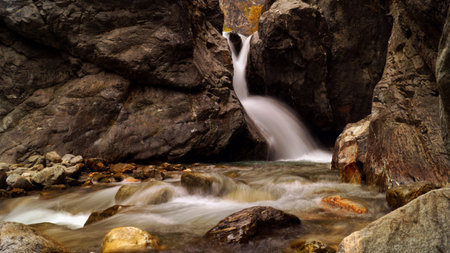 waterfall on the mountain river
