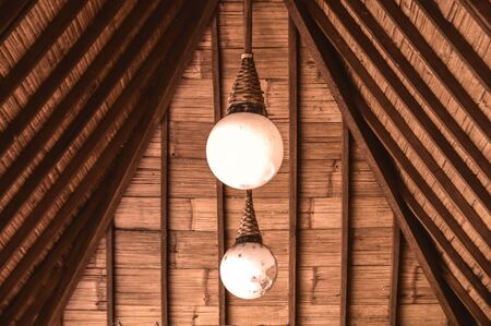 Two bolm in the wood roofの写真素材