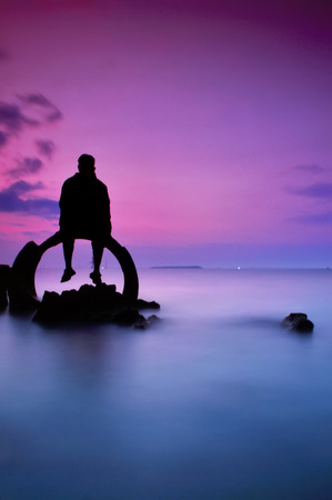 The Silhouette of boyの写真素材