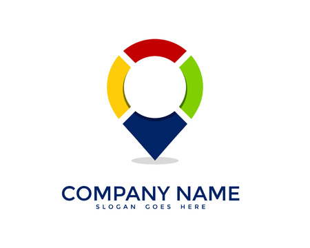 Color Pin Spot Locator Logo Designのイラスト素材
